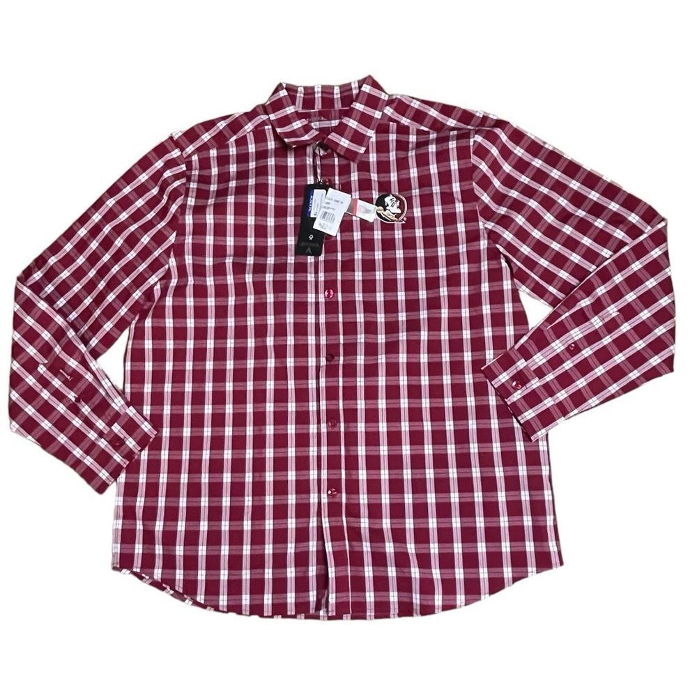 FSU Long Sleeve Plaid Shirt XL NWT